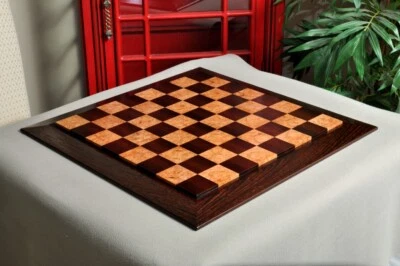 Custom Contemporary Chess Board - African Palisander / Maple Burl - 2.5" Squares - Image 1 of 4