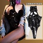 Sexy Women Latex Pvc Shiny High Cut Bodysuit Backless Hollow Out Tight Catsuit