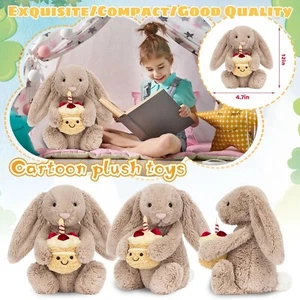 Bashful Beige Bunny Birthday Bunny by Jellycat Cute Animal Toy With Soft Stuffed - Picture 1 of 9