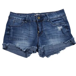 Indigo Reign Jr's Jean Short Medium Wash Jean Short Raw Hem Stonewash| 11 - Picture 1 of 8