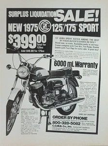1975 Jawa CZ Sport 175 Motorcycle Print Ad - Picture 1 of 1
