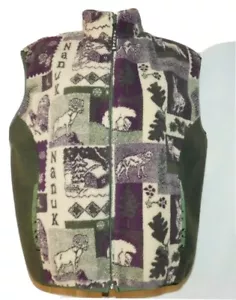 NANUK Canadian Polar Bear Fleece Soft Pile Vest Women's sz M Purple Green VTG - Picture 1 of 11