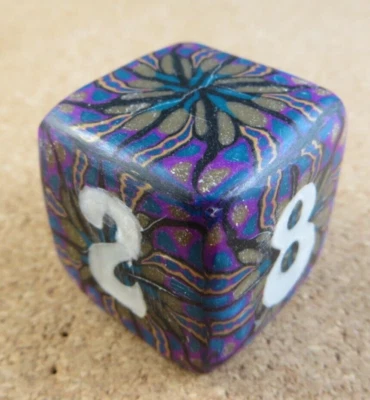 Jena's Handmade Backgammon Doubling Cube Purple Blue Gold One of A Kind #221 - Image 1 of 4