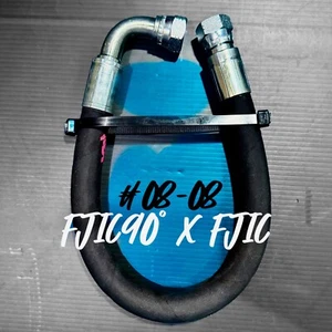 Gruppo tubo idraulico 1/2” x 24” 2 fili con #8 JIC90° girevole, 1/2 femmina JIC37° - Foto 1 di 5