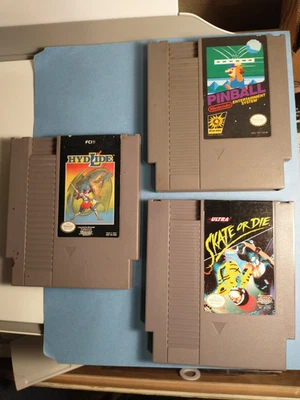 Lote NES, Skate of Die, Pinball, Hydlide, OEM Nintendo NES 425 Foto 1 de 4