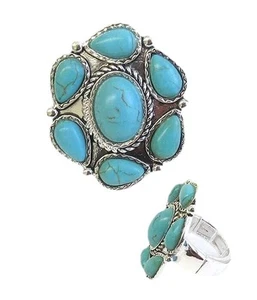 Anillo elástico occidental de piedra turquesa - Imagen 1 de 3