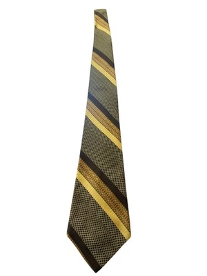 Gravata geométrica listrada coleção Armando vintage marrom ouro verde retrô anos 70 52” - Imagem 1 de 4