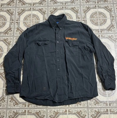 Wrangler Western Long Sleeve Black Button Up Front Shirt Medium Men - Image 1 of 4
