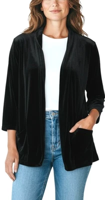 Chaqueta de terciopelo negra para mujer Elementz talla nueva con etiquetas L Reg. $59,00 Foto 1 de 4