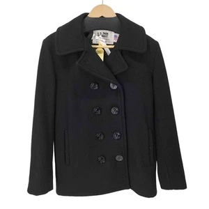 Schott Pea Coat Jacket Wool Blue Type Unisex Size 36 Made in USA Pre-Owned - Picture 1 of 6