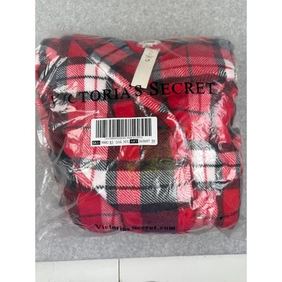 Victoria's Secret розовый плюшевый халат красный клетку флис ванна сна женщин M/L - Изображение 1 из 4