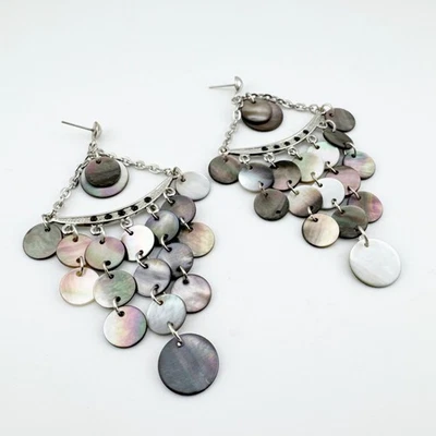 Pendientes Araña Madreperla Concha Mujer Tono Plata Cuelga Boho Foto 1 de 4