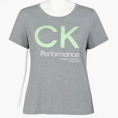 Футболка женская Calvin Klein Performance Plus 2X логотип серая как новая с графикой футболка CK - Изображение 1 из 4