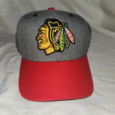 Chicago Blackhawks adidas  NHL Hockey Red & Gray 2Tone  Adjustable Cap Hat  - Image 1 of 4