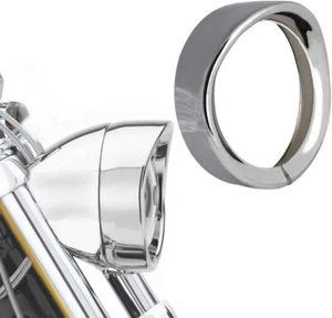 5.75" Headlight Decorate Trim Ring Visor for Motorcycle Bob FXDB 1994-20 Chrome - Foto 1 di 10