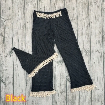 Women Sexy Bikini Crochet Shell Fringe Fashion Beachwear Trousers and Vest Set - Image 1 of 4