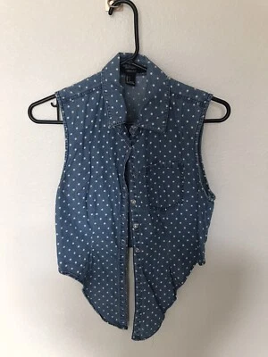 Forever 21 Poka Dot Blue Vest Size S - Image 1 of 3