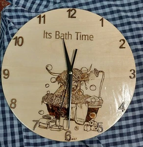 Hand Made Wall Clock Highland Cow in the bath. - Picture 1 of 1
