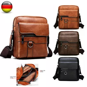 Herren Schultertasche Umhängetasche Leder Handtasche Braun Messenger Tasche Neu - Bild 1 von 14