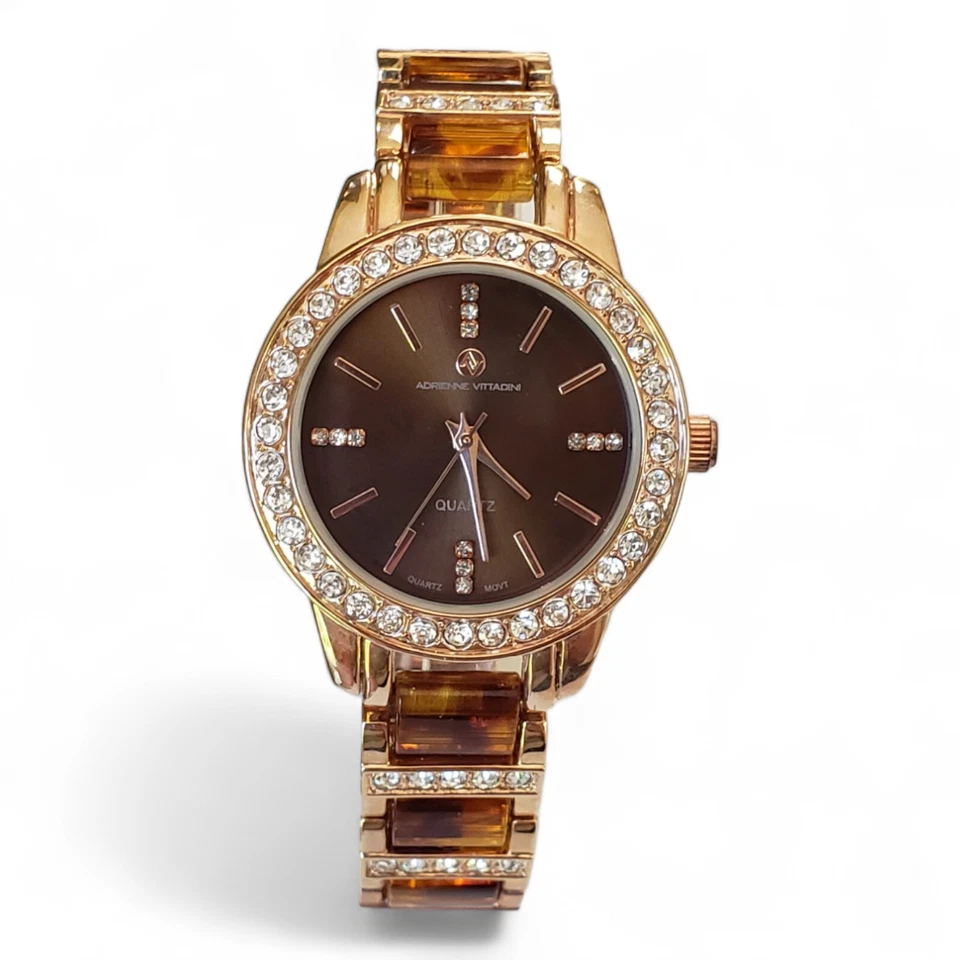 Adrienne Vittadini Crystal Tortoise Rose Gold Tone Bracelet Quartz Watch AD9417 - Image 1 of 4