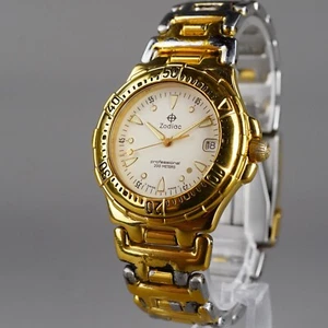 Zodiac Men's Watch PROFESSONAL306.30.10White DIAL 37mm Vintage Diver New Battery - Picture 1 of 20