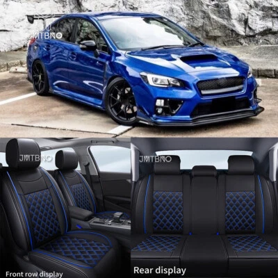 For Subaru WRX STI Front & Rear Full Set Cushion Luxury Leather 5-Seat Car Cover - Image 1 of 4