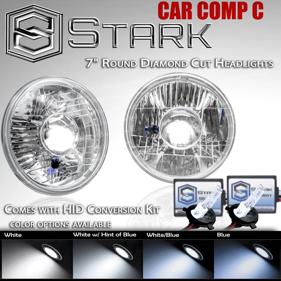 H6024 Luz Cabeza Vidrio Carcasa Lámpara Proyector Conversión Cromo 7" Redondo HID (B) Foto 1 de 1