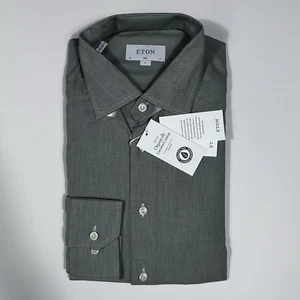 Camisa $285 ETON Calce Ajustado Para Hombre Talla Grande L Verde 100% Algodón L/S Botón Frontal - Imagen 1 de 5