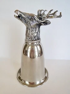 Signed GUCCI ITALY 8" Tall Silver STAG Deer ELK STIRRUP CUP purchased at Tiffany - Picture 1 of 10