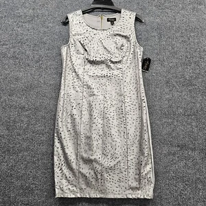 Thalia Sodi Silver Metallic Faux Leather Dress Womens 8 Sleeveless Rear Zip Sexy - Picture 1 of 19