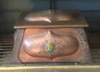 Art Nouveau/Arts And Crafts Copper Fireplace Kindling & Tinder Box, Circa 1900'S