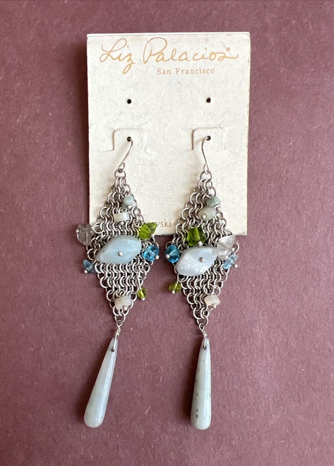 Pendientes araña Swarovski Liz Palacios tono plata malla y gemas de colores nuevos con etiquetas Foto 1 de 4