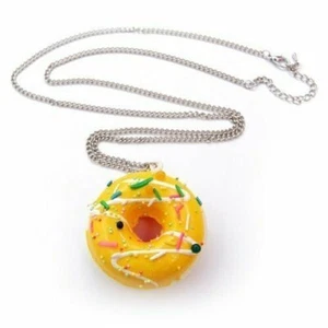 Donut with sugar glaze necklace - approx. 70cm long chain - Doughnut pendant - Picture 1 of 7