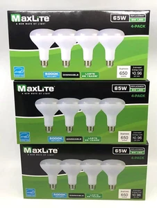 12 BULBS MAXLITE LED DIMMABLE RECESSED DAYLIGHT 5000K 8W 65W BR30 650 LUMENS NEW - Picture 1 of 4