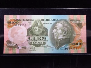 Uruguay 100 Nuevos Pesos 1987 Serie G Unc Banco Central World Bank Money h7233 - Picture 1 of 2