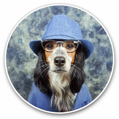 2 x Vinyl Stickers 20cm - Funny Hipster Dog Puppy Cute Joke Cool Gift #24270 - Image 1 of 4