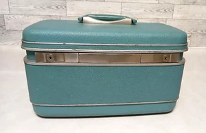 Vintage 1960s Samsonite Silhouette Hard Case Style 1212 Blue Tray Mirror Pockets - Picture 1 of 20
