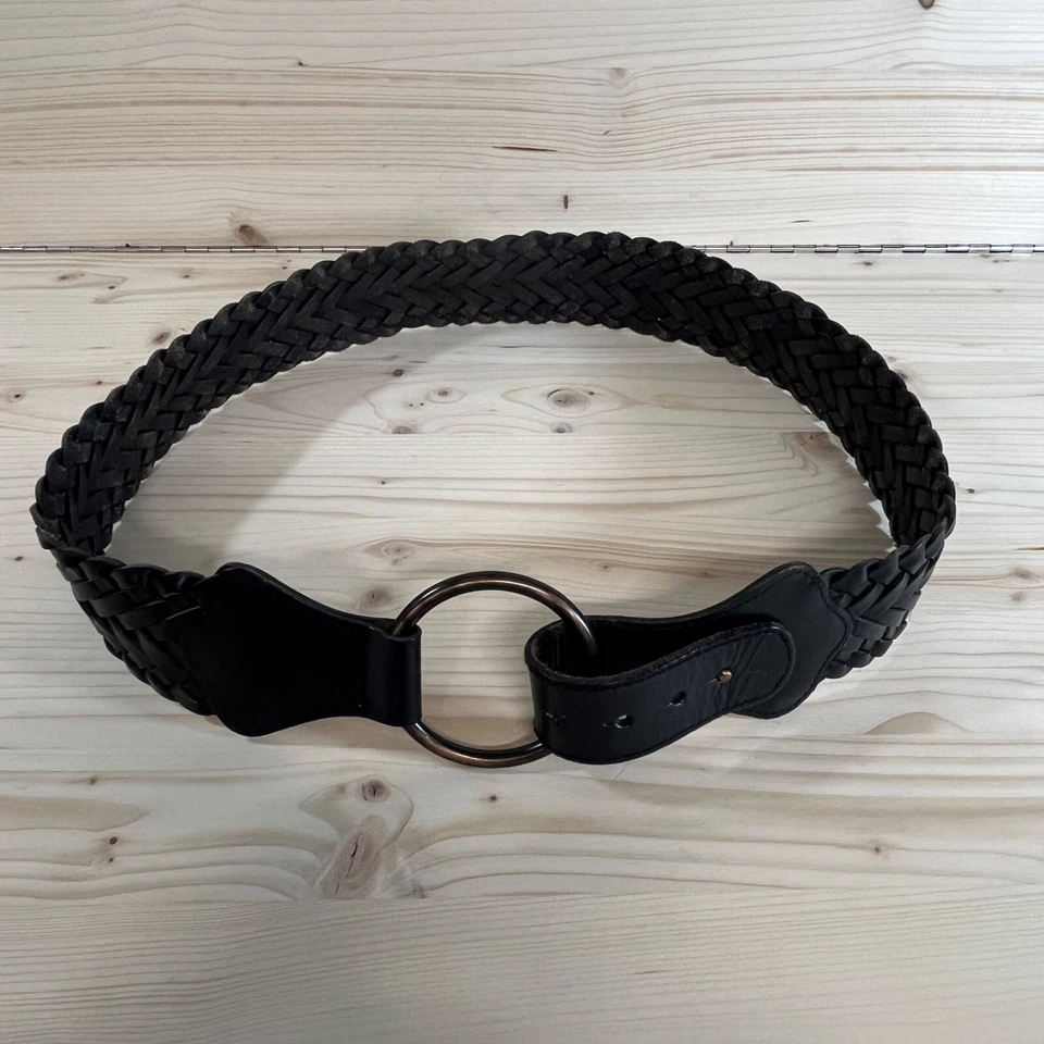 Cinturón Gap Mujer Mediano Cuero Negro Tejido Trenzado Círculo Ancho Hebilla Cintura B100 Foto 1 de 4