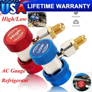 AC Gauge Quick Coupler Connector Adapter High & Low Side 1/4"SAE Hose Fitting US - Picture 1 of 17