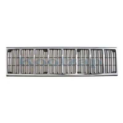 Parrillas centrales delanteras para Cherokee 1988-1990 carcasa cromada, inserto de plástico negro Q Foto 1 de 4