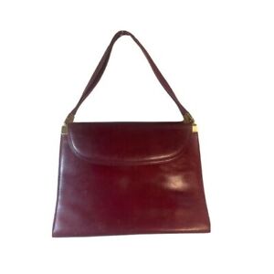 Bally Structured leather Burgundy Box purse Handbag Vintage Italy