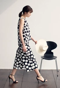 Marimekko White with Black Dots Sleeveless Tunic Top by Uniqlo XL ADORABLE! - Picture 1 of 6