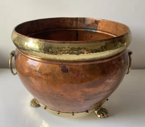 Antique Victorian/Edwardian COPPER & BRASS LOG BIN Coal Bucket - Picture 1 of 19