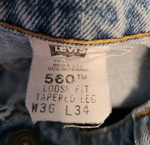 Levi’s Vintage Jeans Pant 560 Loose Fit Tapered Men’s Size 36x34 Made in the USA - Picture 1 of 8