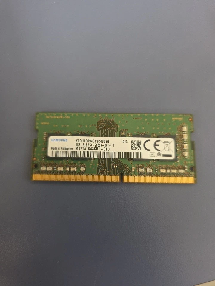 Samsung 8GB DDR4 SODIMM PC4-2666V SA1-11 M471A1K43CB1-CTD — 第 1/1 张图片