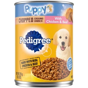 PEDIGREE Puppy Canned Wet Dog Food Chopped Ground Dinner with Chicken & Beef, - Picture 1 of 12