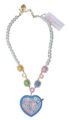 Nuevo con etiquetas Collar colgante Betsey Johnson imitación perla en forma de corazón cuenco de cereal Foto 1 de 4