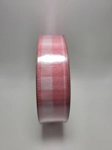 Members Mark Premium Wired Edge Ribbon Pink Plaid 1.5 Inches - Picture 1 of 5