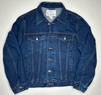 Vintage Silver Spur Western Wear Denim Trucker Jacket Dark Wash Raw L - Image 1 of 4