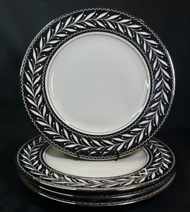 4 RARE Johnson Brothers Pareek Rockwell Silver Lusterware Dinner Plates - Picture 1 of 9